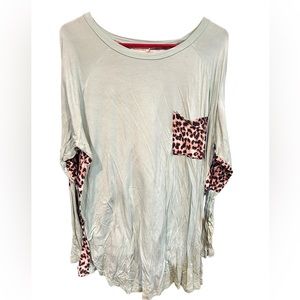 Ladies teal oversized long sleeve tee